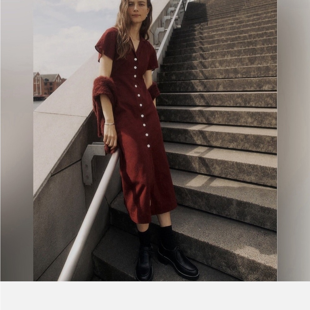 Burgundy Button-Down Dress Madewell Cotton Dress